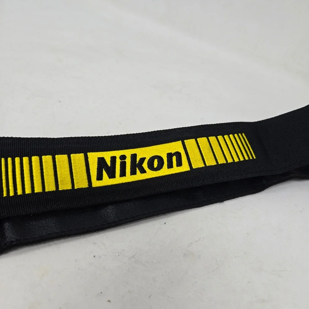 Nikon Camera Neck Strap Black Yellow Embroidered Logo Adjustable DSLR SLR